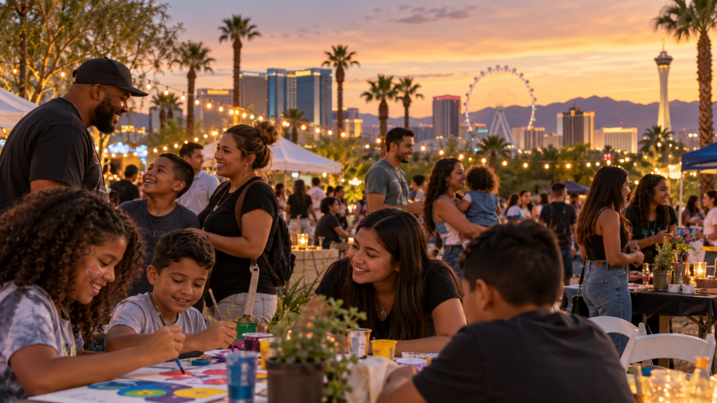 Diverse young people participating in a community youth event in Las Vegas